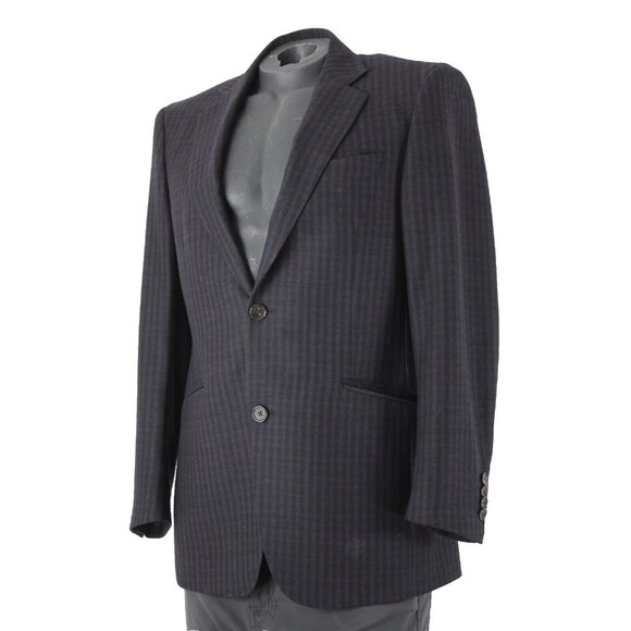 Wilkes Bashford Etro Spa Sz 48 Navy Blue Brown Pockets 100% Lana Wool Blazer - Picture 1 of 16